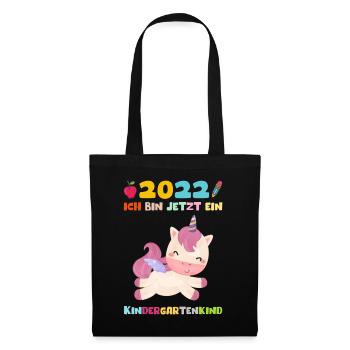 Kindergarten 2022 Ich Komme Einhorn Kita Geschenk - Stoffbeutel - Schwarz - Vorne