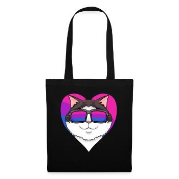 Bisexuell Ragdoll Katze - Ragdoll mit Brille - Stoffbeutel - Schwarz - Vorne