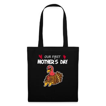 Cadeau de fête des mères - Notre première fête des mères - Sac en tissu - noir - Devant
