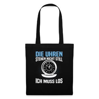 Uhren Stehen Nicht Still Uhrliebhaber Uhrmacher - Stoffbeutel - Schwarz - Vorne