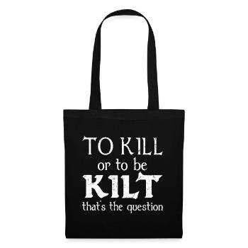 Schottischer Kilt Tracht Spruch - Schottenrock - Stoffbeutel - Schwarz - Vorne