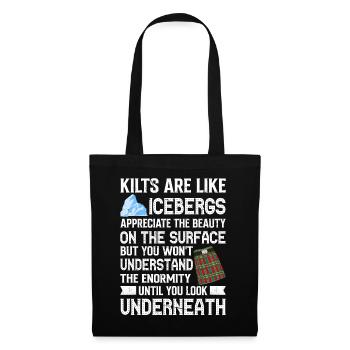 Schottischer Kilt Tracht Spruch - Schottenrock - Stoffbeutel - Schwarz - Vorne