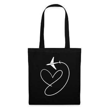 Avion Avion Coeur Amour Vacances Pilote - Sac en tissu - noir - Devant