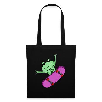 Grenouille en tant que patineur avec skateboard - Sac en tissu - noir - Devant