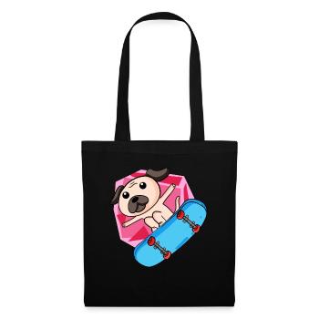 Chien comme patineur avec skateboard - Sac en tissu - noir - Devant