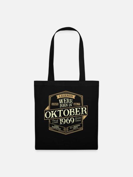Oktober 1969 Geburtstag Mann - Stoffbeutel - Schwarz