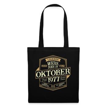 Oktober 1977 Geburtstag Mann - Stoffbeutel - Schwarz - Vorne