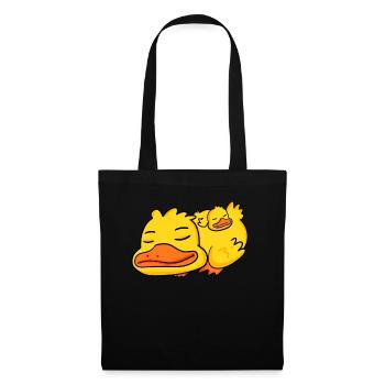 Papa Canard avec Bébé Canard - Sac en tissu - noir - Devant