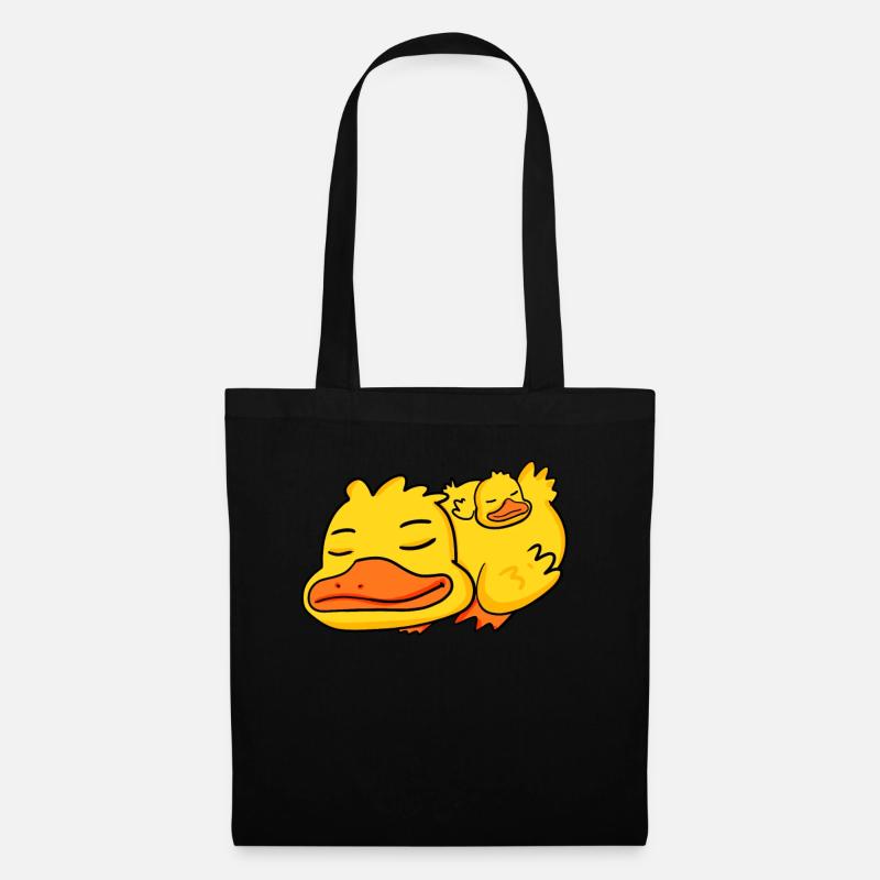 Papa Canard avec Bébé Canard - Sac en tissu - noir