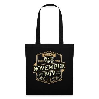 November 1977 Geburtstag Mann - Stoffbeutel - Schwarz - Vorne