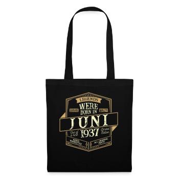 Juni 1937 Geburtstag Mann - Stoffbeutel - Schwarz - Vorne