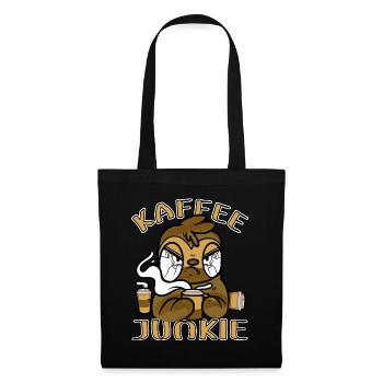 Kaffee Junkie böses Faultier - Stoffbeutel - Schwarz - Vorne