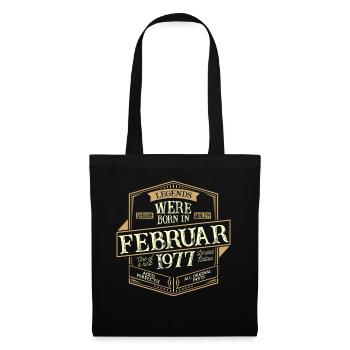Februar 1977 Geburtstag Mann - Stoffbeutel - Schwarz - Vorne
