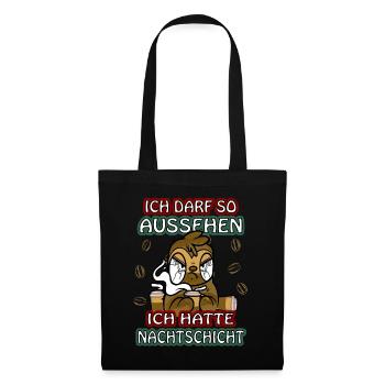 Ich hatte Nachtschicht Kaffee müde Faultier - Stoffbeutel - Schwarz - Vorne