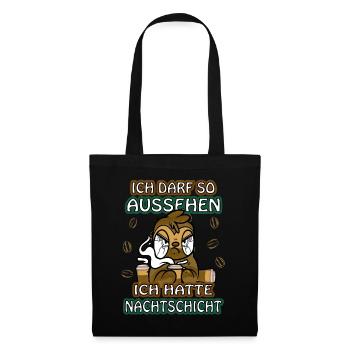 Ich hatte Nachtschicht Kaffee müde Faultier - Stoffbeutel - Schwarz - Vorne