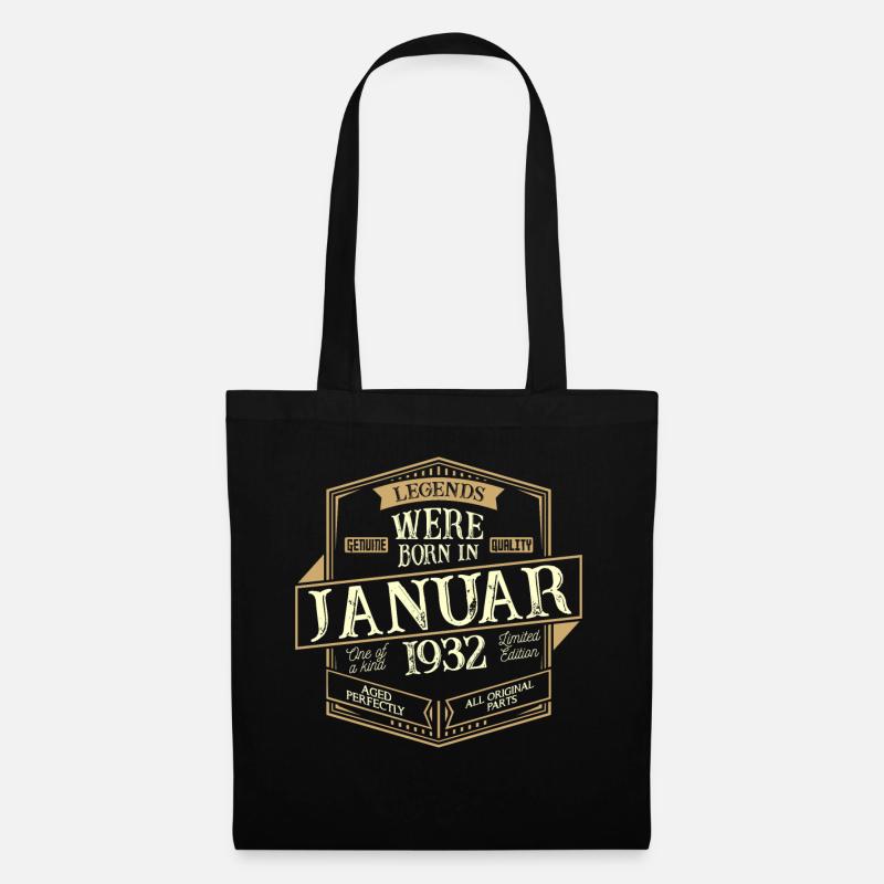 Januar 1932 Geburtstag Mann - Stoffbeutel - Schwarz