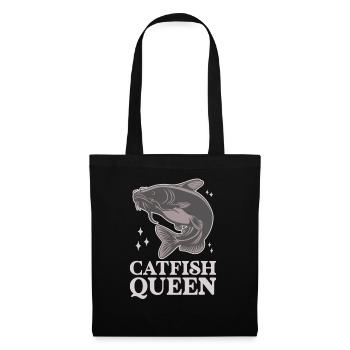Wels Catfish Queen Fischerin Anglerin - Stoffbeutel - Schwarz - Vorne