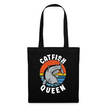Wels Catfish Queen Fischerin Anglerin - Stoffbeutel - Schwarz - Vorne