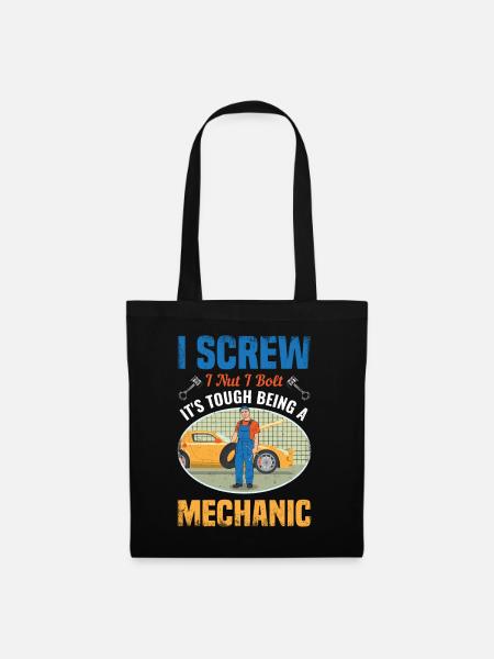 I Screw I Nut I Bolt Mechaniker Reparaturwerkzeug - Stoffbeutel - Schwarz