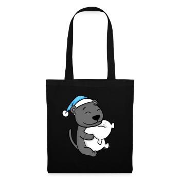 cute black panther with pillow and sleeping cap - Tote Bag - black - Front