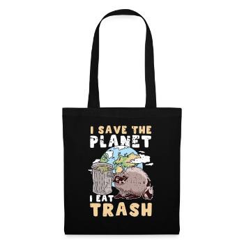 Raccoon Save Planet Eat Trash Geschenk - Stoffbeutel - Schwarz - Vorne