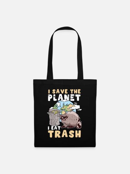 Raccoon Save Planet Eat Trash Geschenk - Stoffbeutel - Schwarz