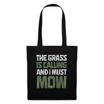 L’herbe m’appelle je dois tondre - Tondeuse à gazon Wortspiel - Sac en tissu - noir - Devant