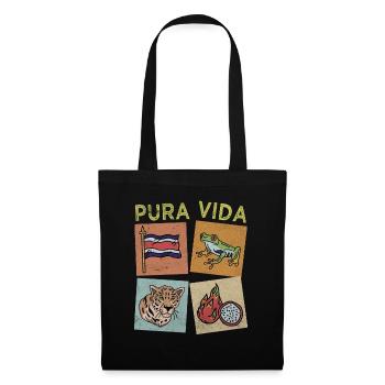 Pura Vida Costa Rica Flag Frog Leopard Fruit - Tote Bag - black - Front