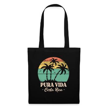 Pura Vida Costa Rica Retro Sonnenuntergang Palmen - Stoffbeutel - Schwarz - Vorne