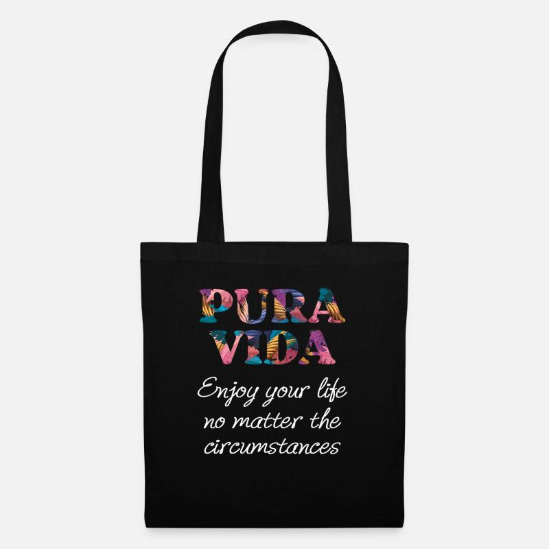 Pura Vida Farbenfroher Costa Rica Spruch - Stoffbeutel - Schwarz