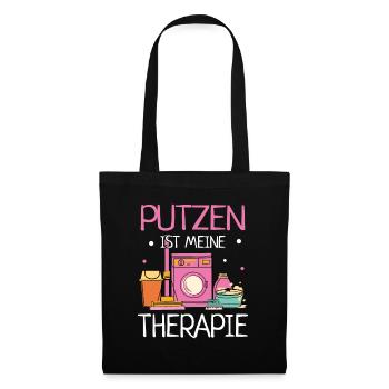 Putzen Meine Therapie Haushalt Reinigungskraft - Stoffbeutel - Schwarz - Vorne