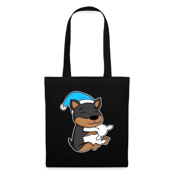 Chien Nain Pinscher avec oreiller et bonnet de couchage - Sac en tissu - noir - Devant