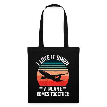 Pilote de ligne Avion Avion Avion Avion Jeu de mots - Sac en tissu - noir - Devant
