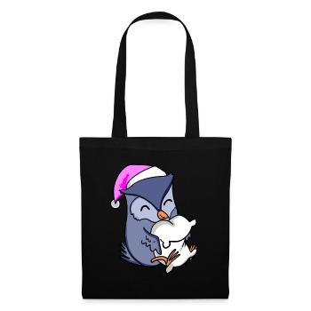 Owl with pillow and sleeping cap - Tote Bag - black - Front