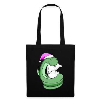 Snake with pillow and sleeping cap - Tote Bag - black - Front
