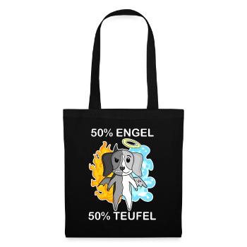 Hund Beagle - Engel und Teufel - Stoffbeutel - Schwarz - Vorne