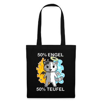 Katze Engel und Teufel - Stoffbeutel - Schwarz - Vorne