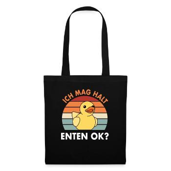 Quietscheenten Gummienten Ich Mag Halt Enten Ok - Stoffbeutel - Schwarz - Vorne