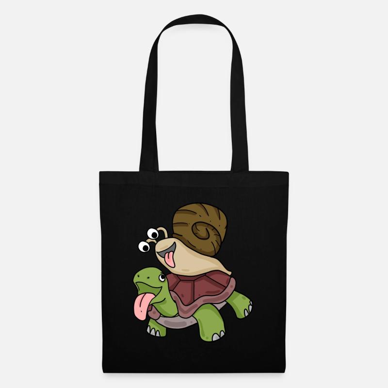 Schildkröte und Schnecke - Stoffbeutel - Schwarz