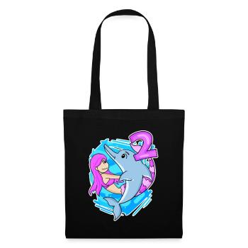 2ème anniversaire fille 2 ans sirène - Sac en tissu - noir - Devant
