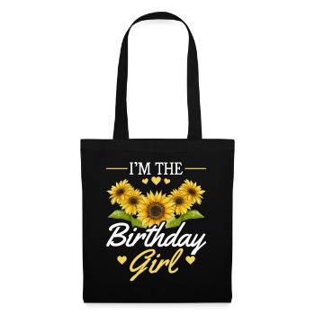Anniversaire Fille Tournesol Fille Fleur - Sac en tissu - noir - Devant