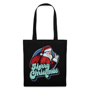 Frohe Weihnachten Weihnachtsmann Daumen hoch Weihnachtsgeschenk - Stoffbeutel - Schwarz - Vorne