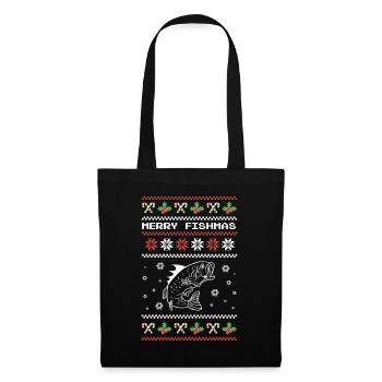 Merry Fishma’s Angler Perch Cadeau de Noël - Sac en tissu - noir - Devant