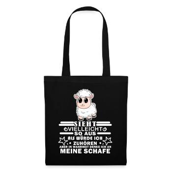 Schafe Schaf Schafzüchter Geschenk - Stoffbeutel - Schwarz - Vorne