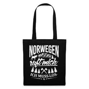 Norwegen ruft mich - ich muss los - Stoffbeutel - Schwarz - Vorne