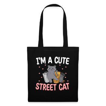Mignon chat de rue Multon chatte chatte - Sac en tissu - noir - Devant