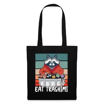 Raton laveur Sushi japonais Mangez Trashimi Jeu de mots - Sac en tissu - noir - Devant