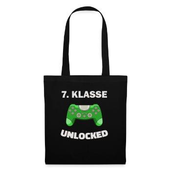 7. Klasse Gamer Deko Zocker Schule Kinder Geschenk - Stoffbeutel - Schwarz - Vorne
