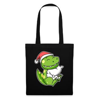Dinosaurier Weihnachten Schlafen Schlaf - Stoffbeutel - Schwarz - Vorne