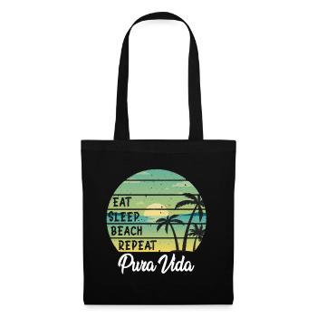 Manger dormir plage répéter Pura Vida Palms Coucher de soleil - Sac en tissu - noir - Devant